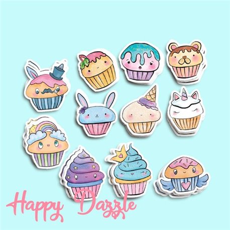 Pegatinas Cupcakes Kawaii