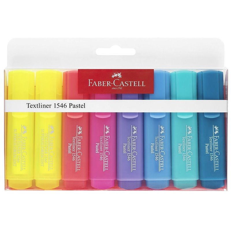 Estuche 8 subrayadores Faber-Castell pastel - Libreria Martín Gallego