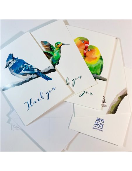 Set de 5 Tarjetas Pájaros con sobre