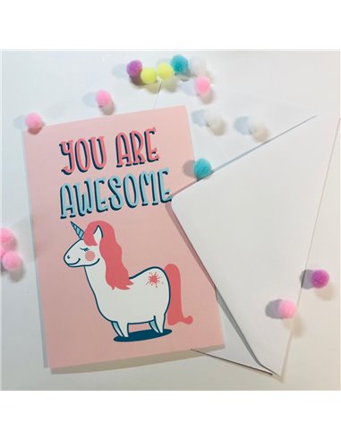 Tarjeta Awesome Unicornio