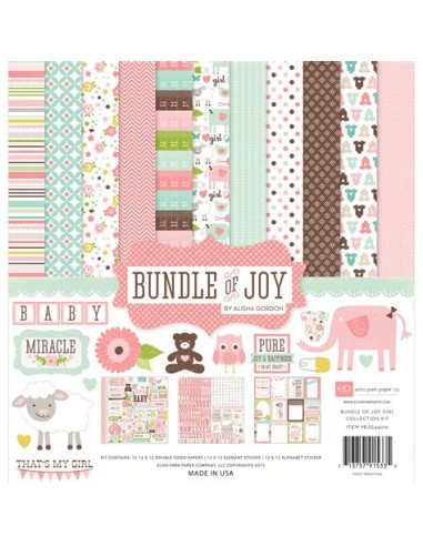 kit de papeles y adhesivos Bundle of Joy niña (rosa)