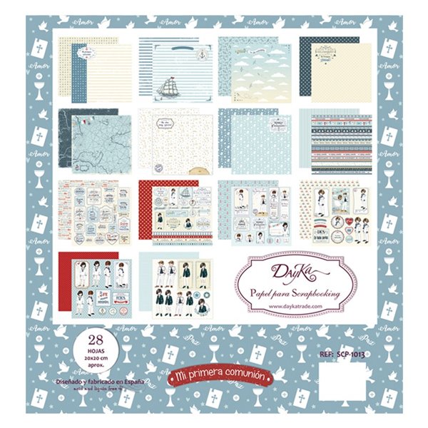 Set Papeles Scrapbooking Bebés Niña 20x20cm Dayka